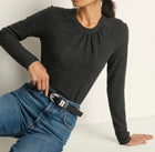 Nation Ltd Alejandra Long Sleeve Tee - Heather Charcoal