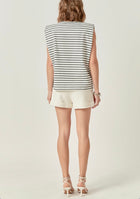 English Factory Power Shoulder Stripe Top - Black/White