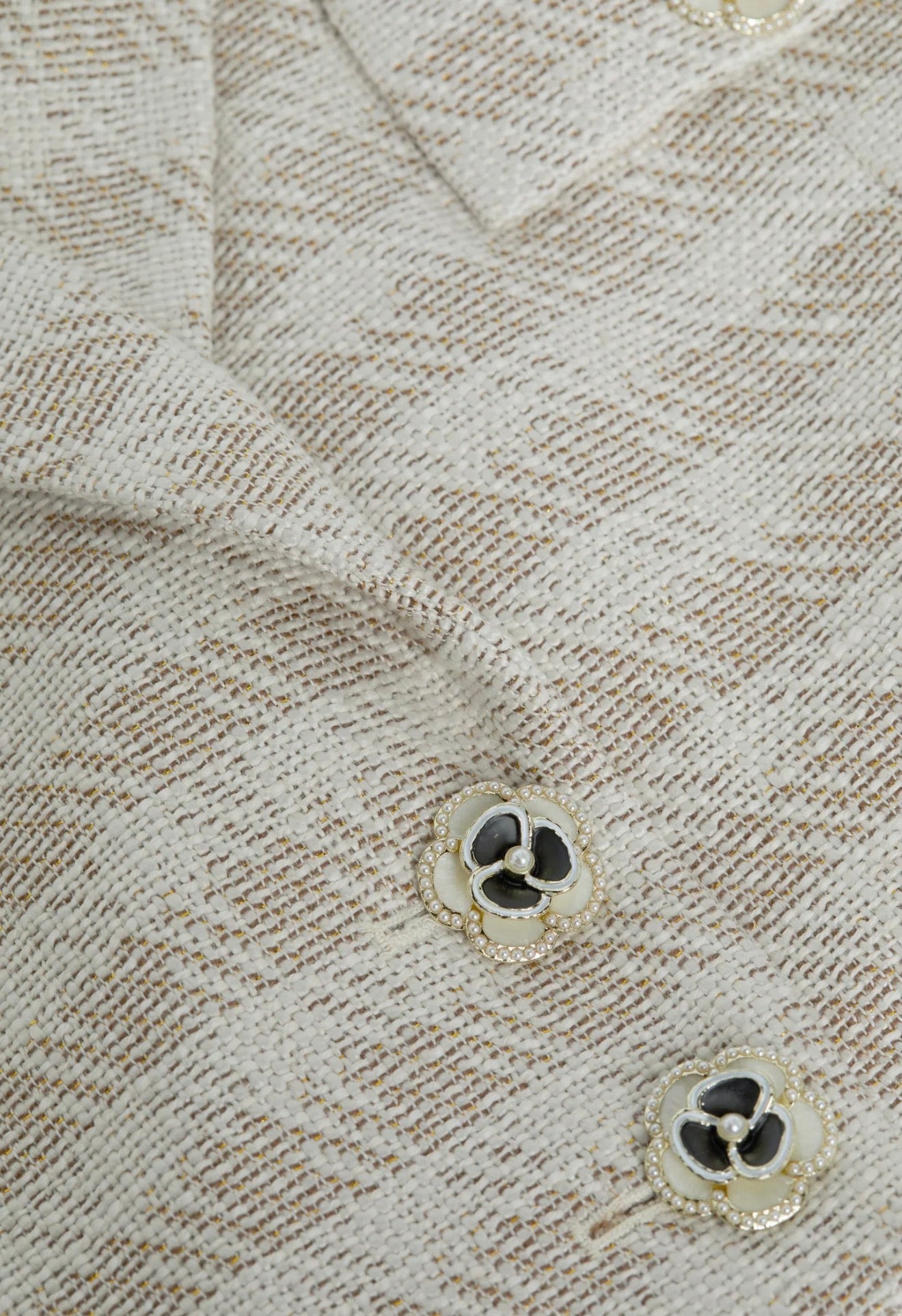 L'Agence Maura Cropped Jacket - Ecru/Gold