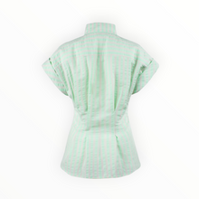 Finley Pastel Rocky Tie Front Shirt - Green/Natural Stripe