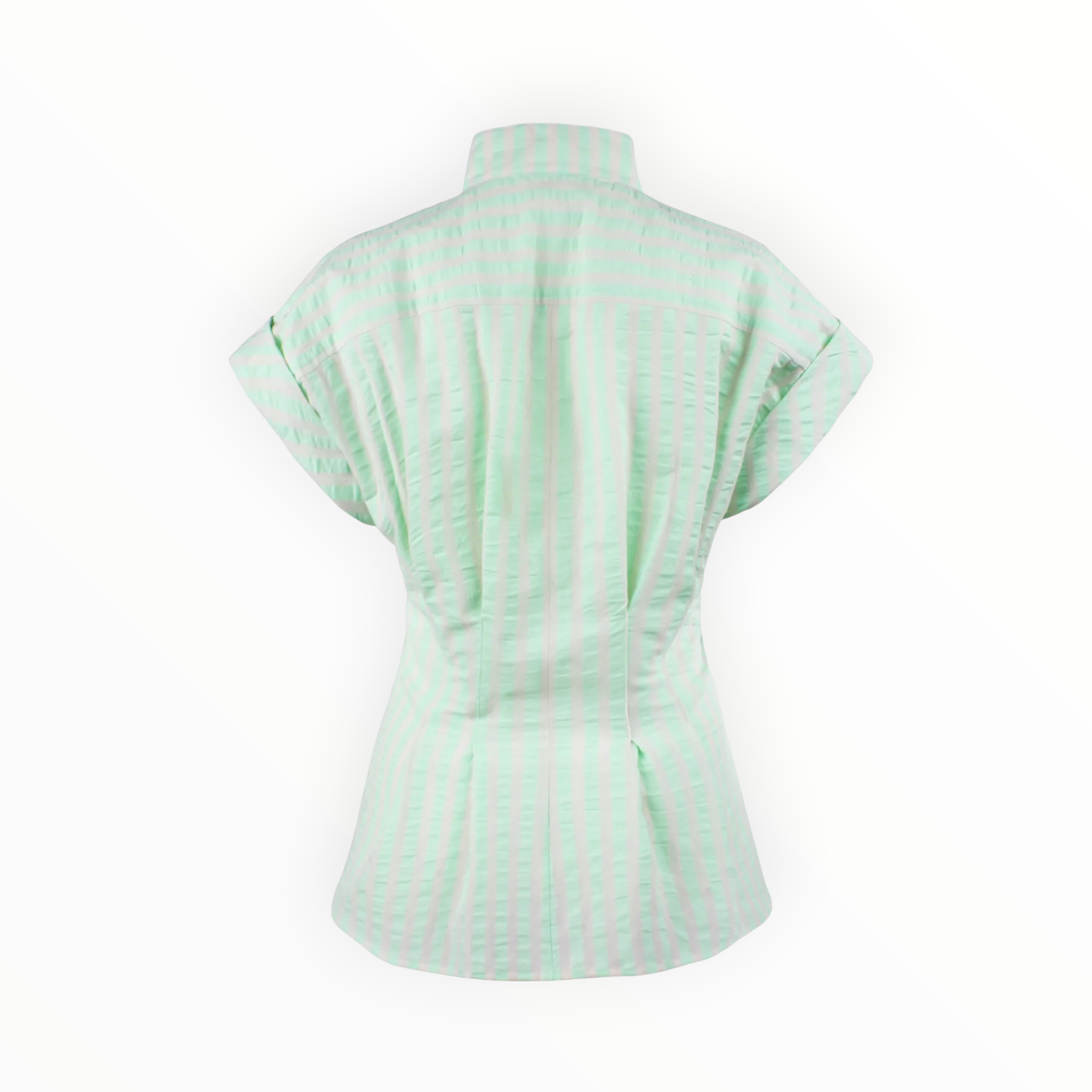 Finley Pastel Rocky Tie Front Shirt - Green/Natural Stripe
