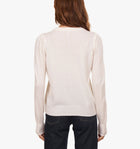 Autumn Cashmere Puff Sleeve Crew w/ Floral Hand Embroidery - Chalk
