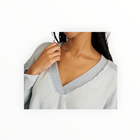 The Great. The V-Neck Sweatshirt - Grey