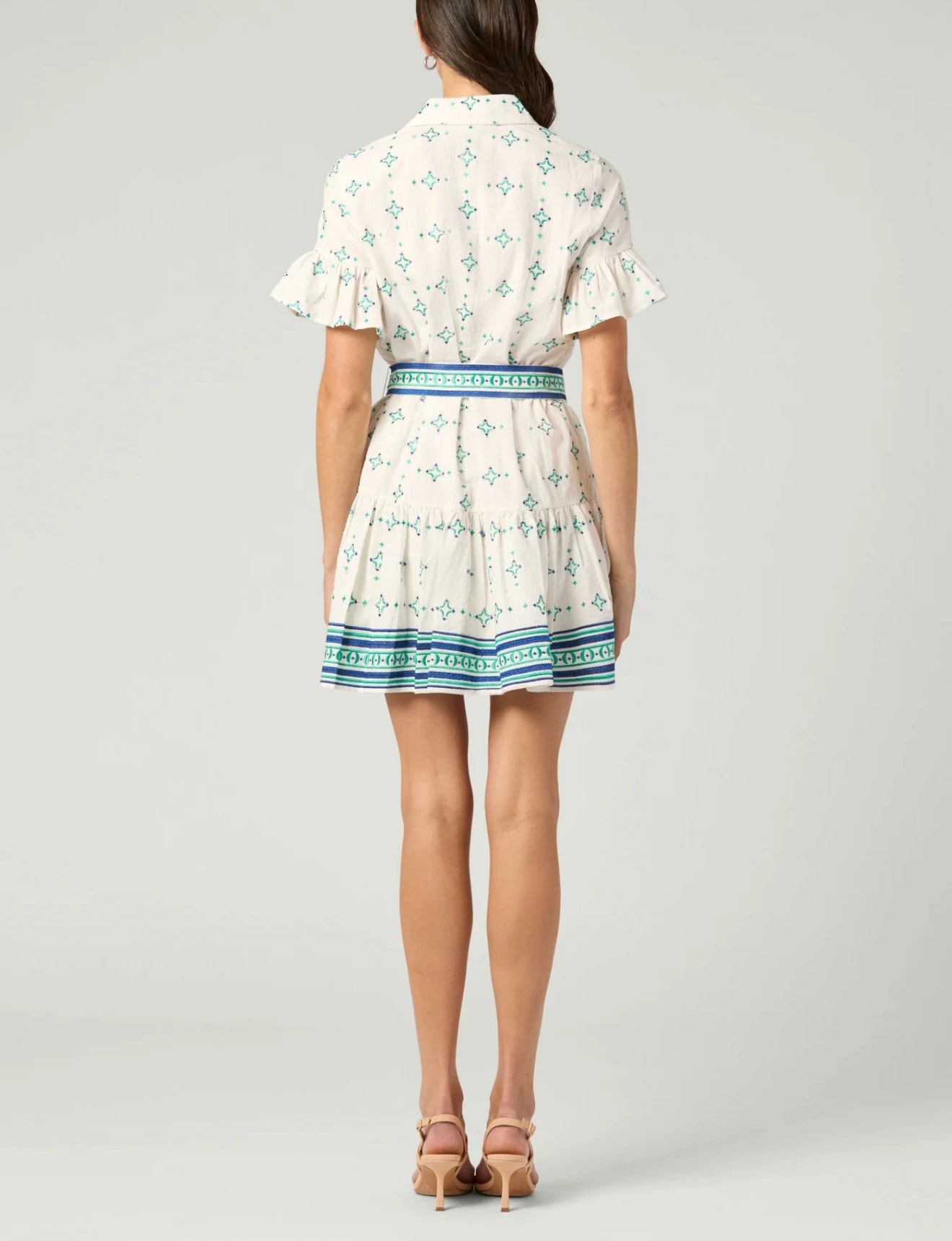 Shoshanna Fauna Dress - Optic White/Teal/Navy