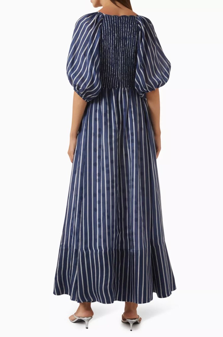 byTiMo Cupro Rouching Dress - Blue Stripe
