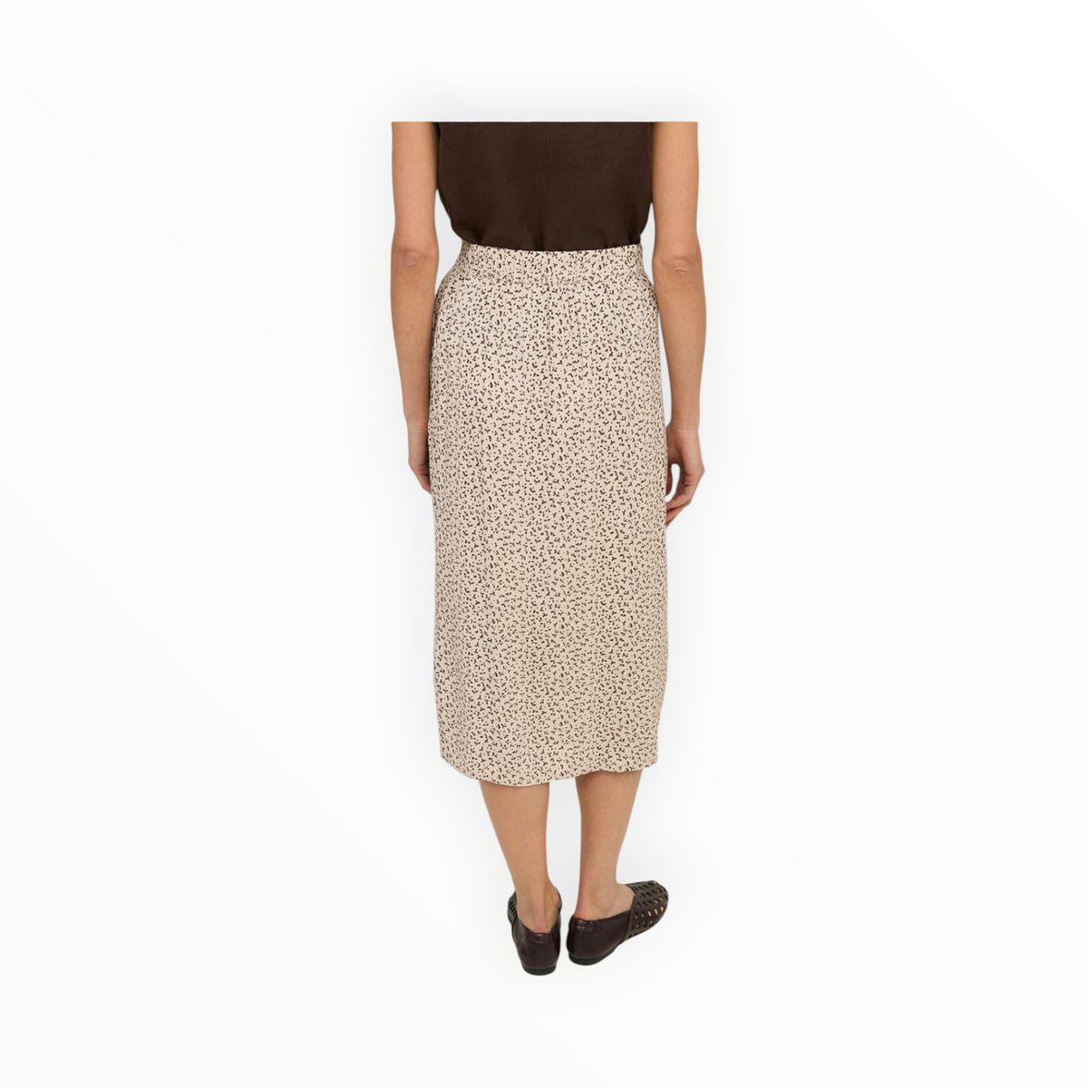 Yerse EcoVero™ Floral Print Skirt - Ecru