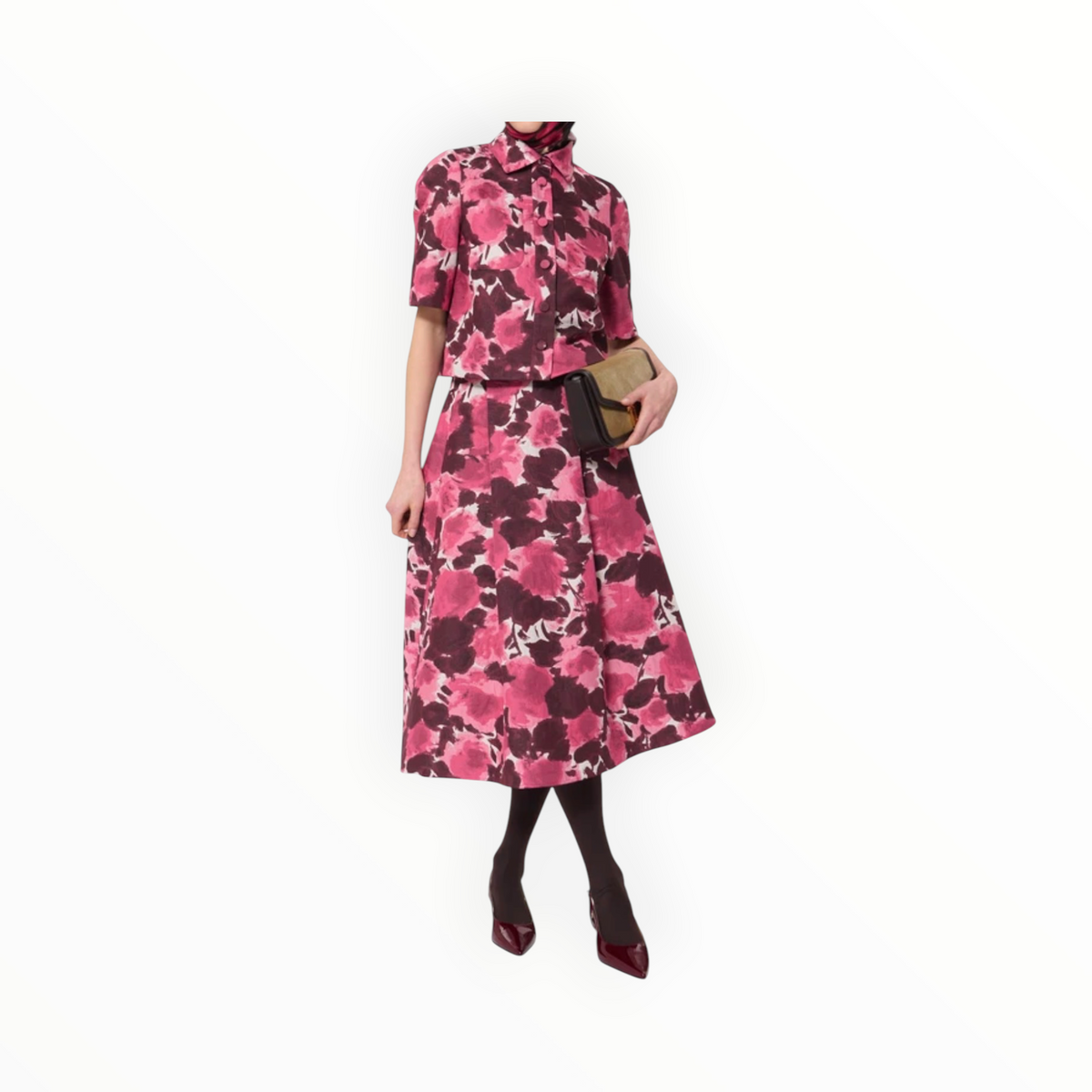 Tara Jamon Carolane Shirt - Ecru Jacquard Floral