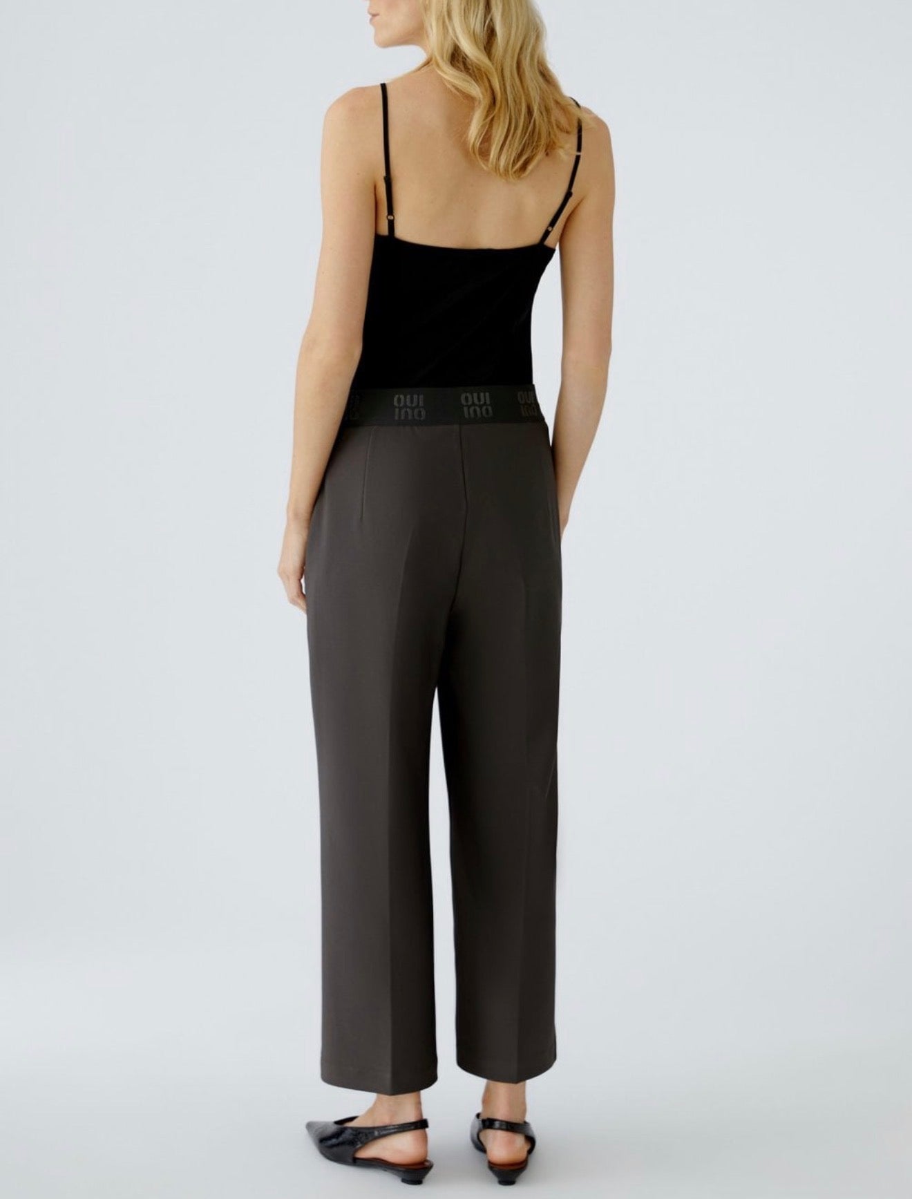 Oui Wide Leg Pull On Pants - Espresso