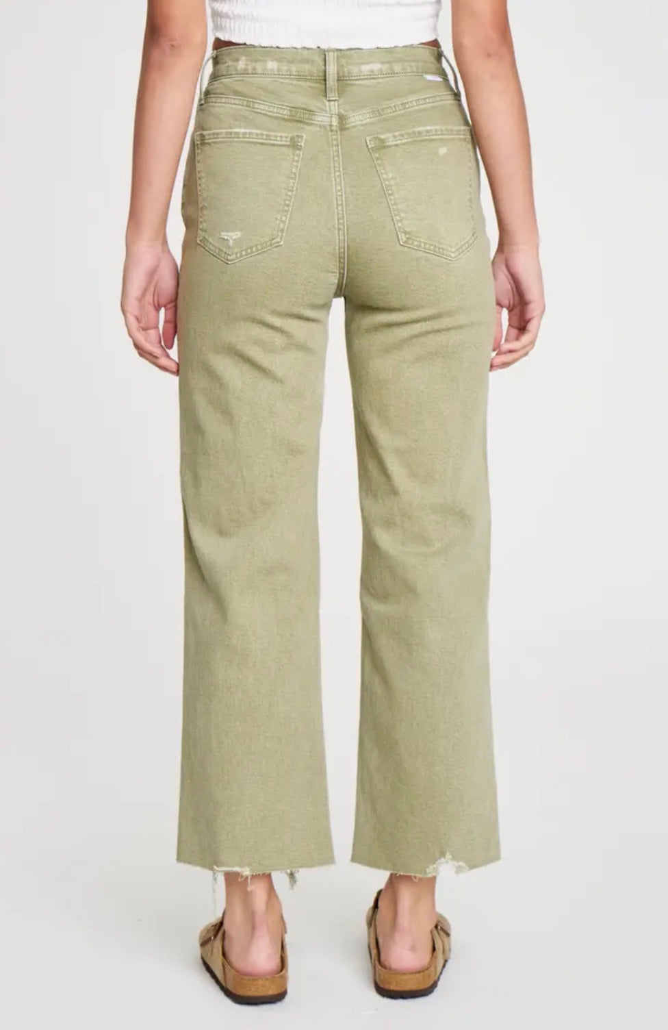 The Daze Pleaser High Rise Wide Ankle - Matcha