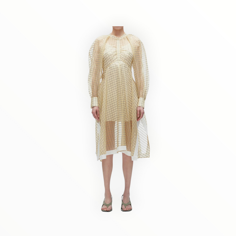 3.1 Phillip Lim Plaid Organza Flounce Hem Dress - Hay Multi