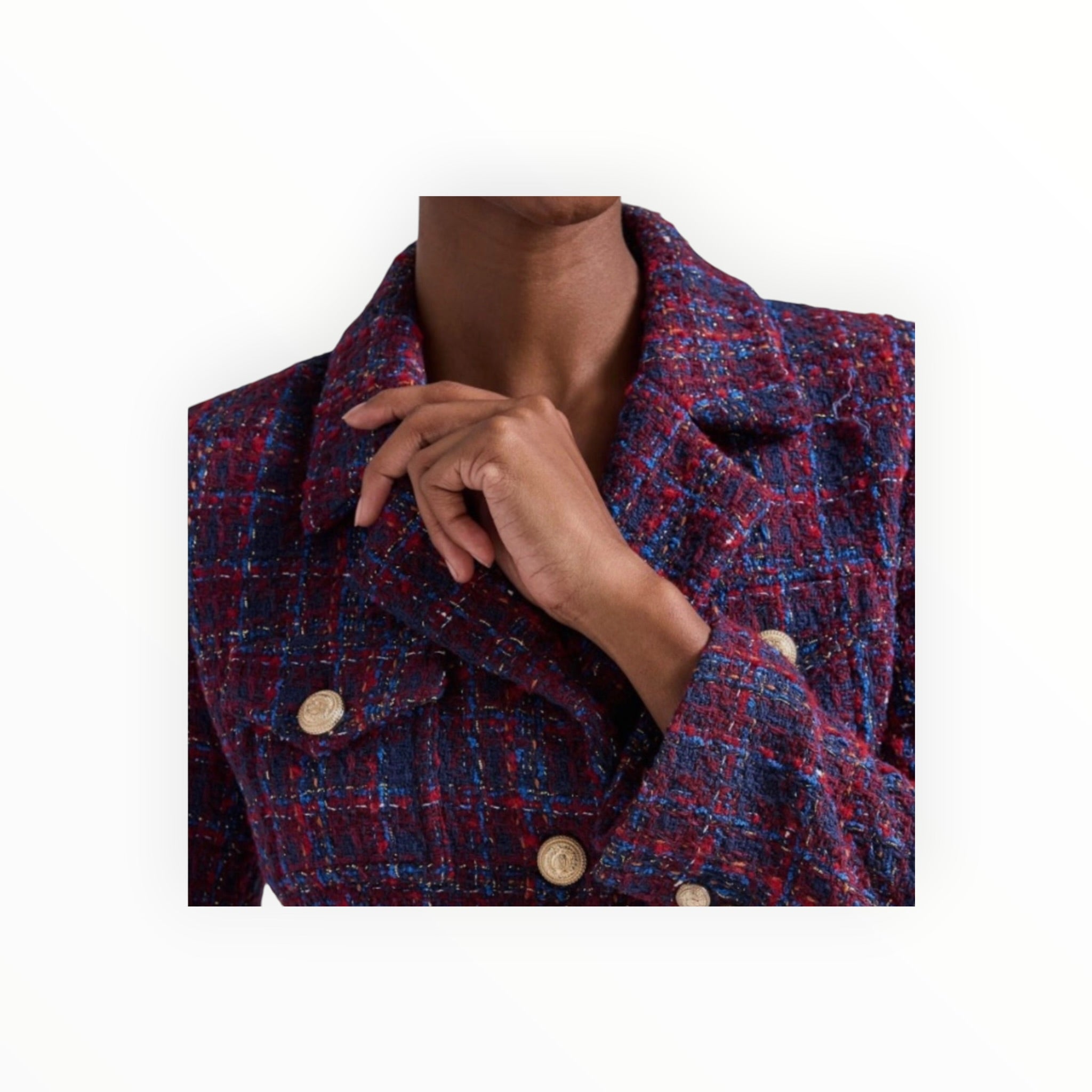 Generation Love Norah Tweed Blazer - Navy/Merlot