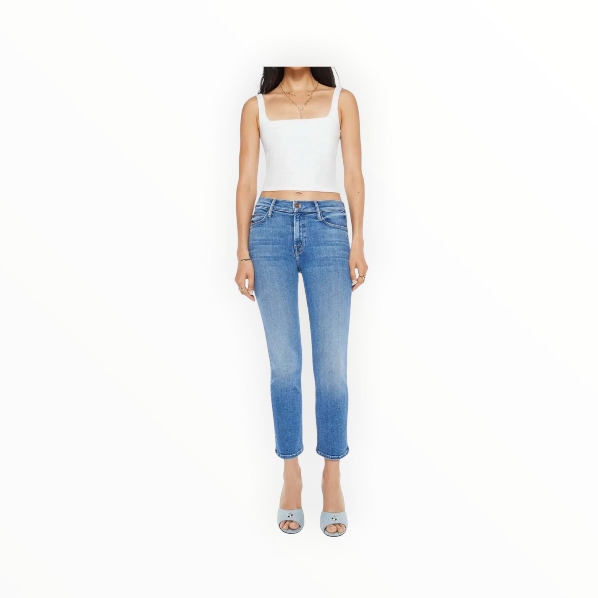 Mother Mid Rise Dazzler Crop - Ready, Set, Go!
