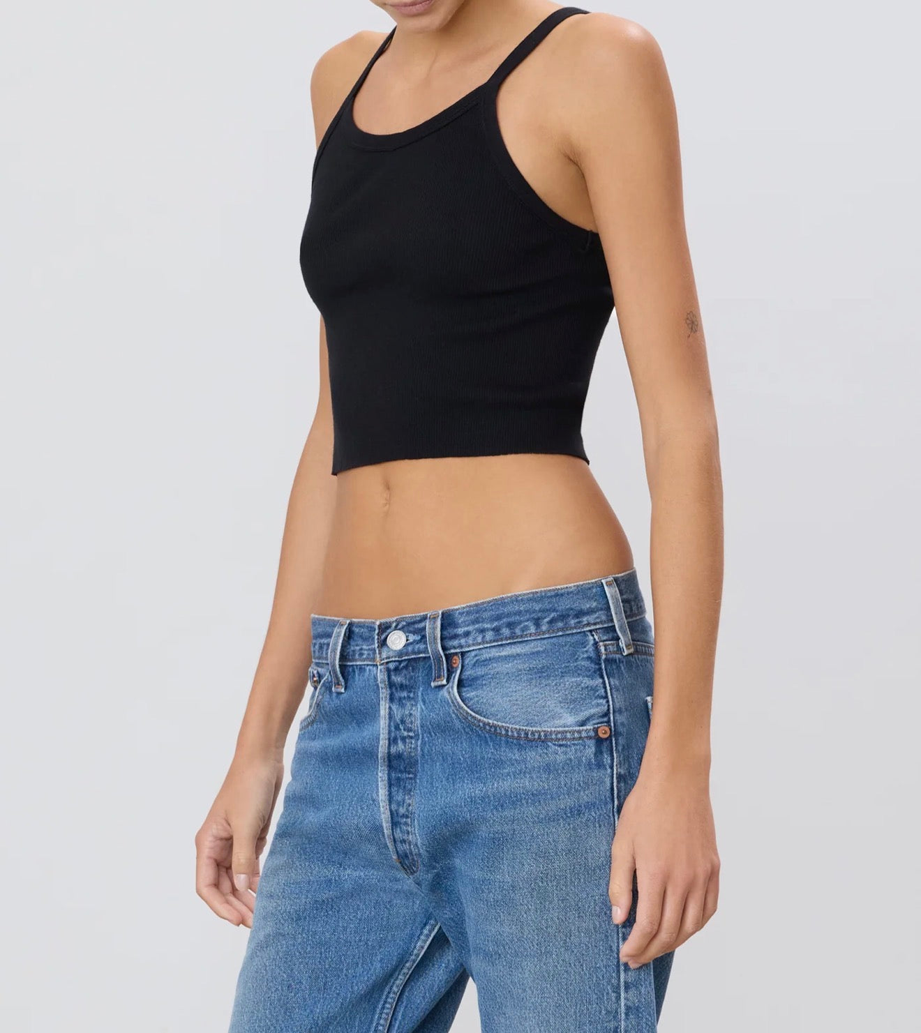 ÉTERNE Cropped Rib Tank - Black