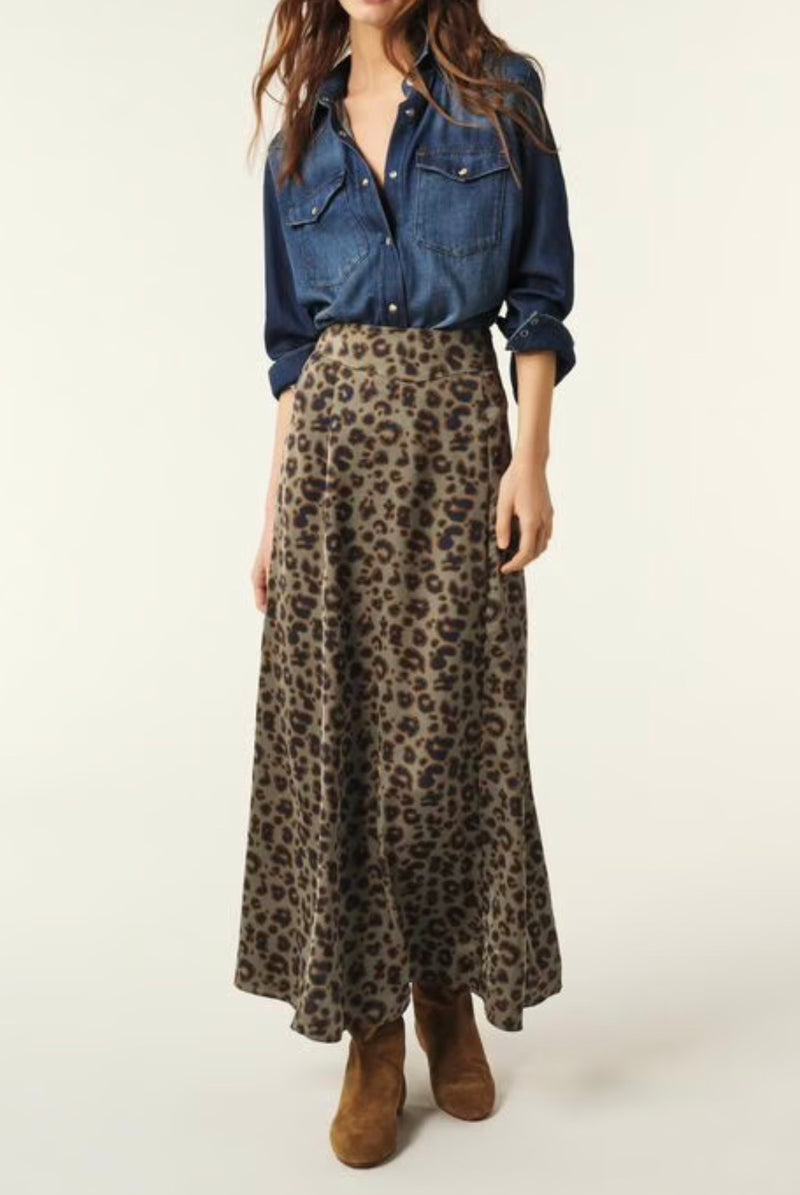 ba&sh Blaire Godet Skirt - Green