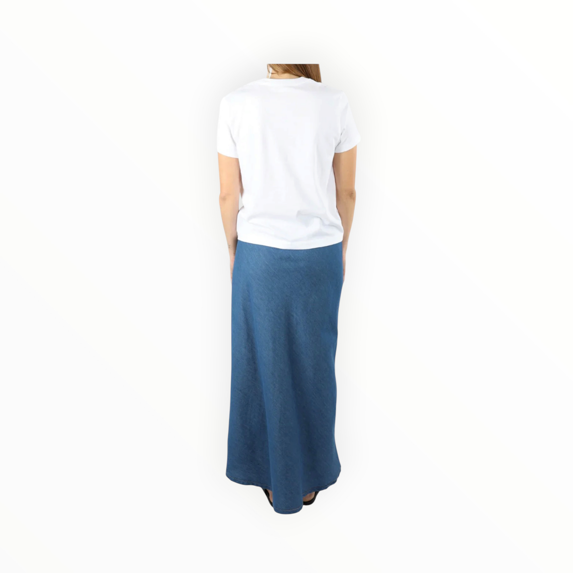 Stateside Japanese Biased Cut High-Low Skirt - Chambray