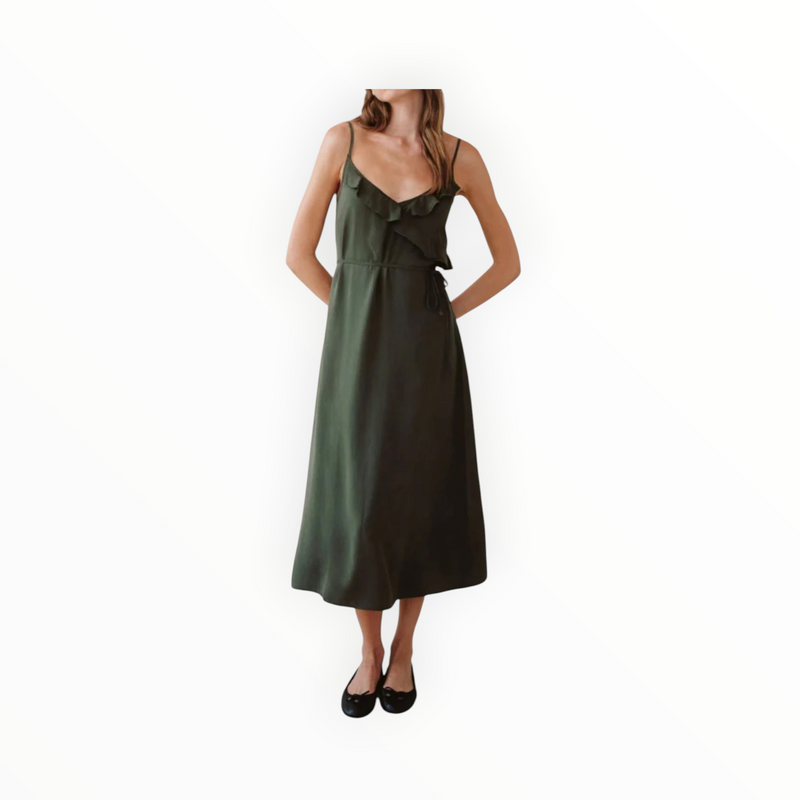 Bella Dahl Ruffle Cami Midi Dress - Forest Army
