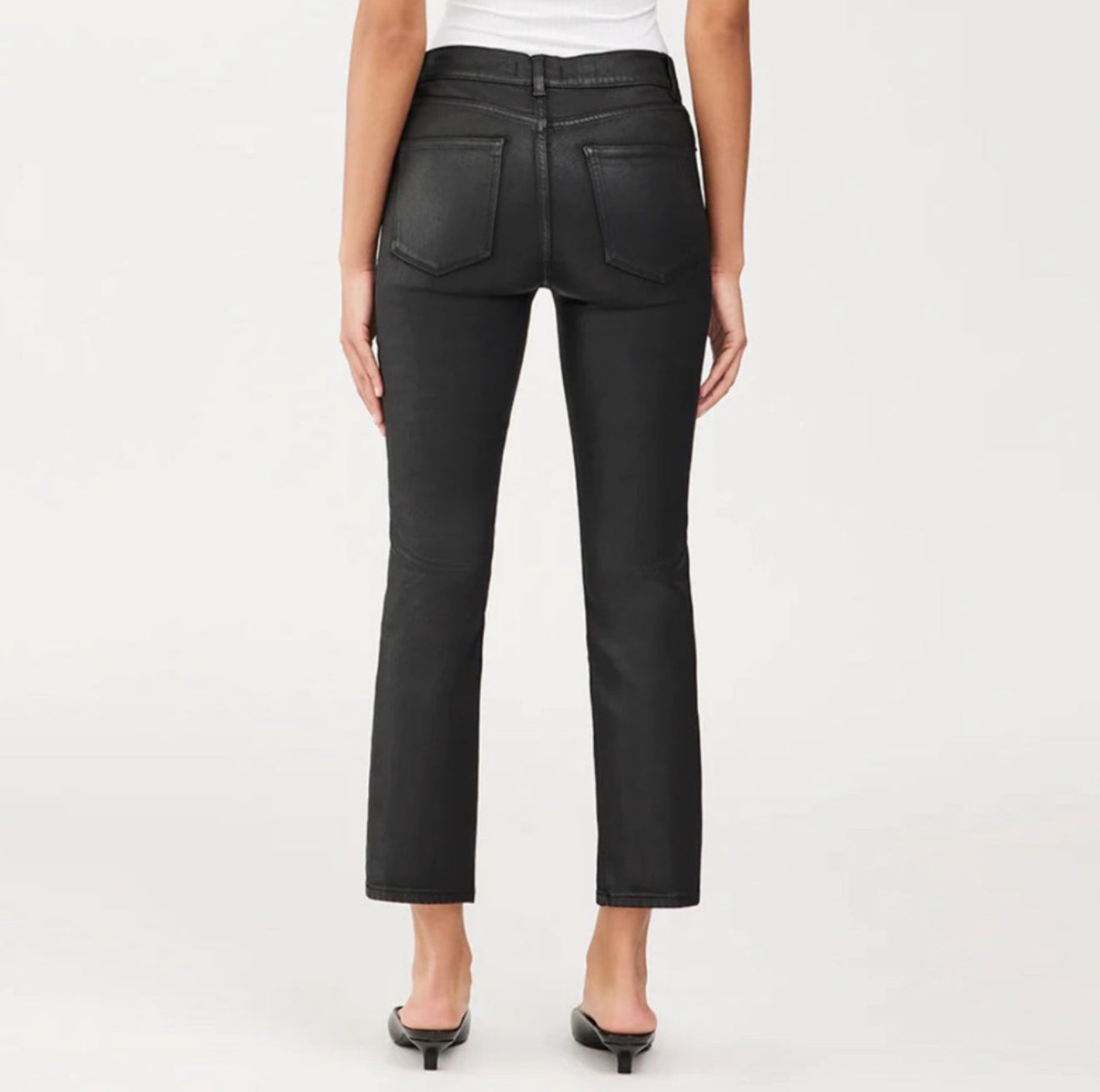 DL1961 Mara Straight Mid Rise Instasculpt Ankle - Black Coated