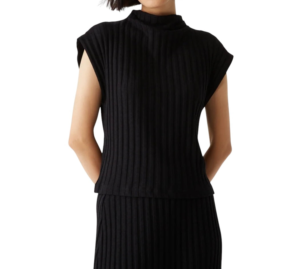 Michael Stars Naira Mock Neck Top - Black