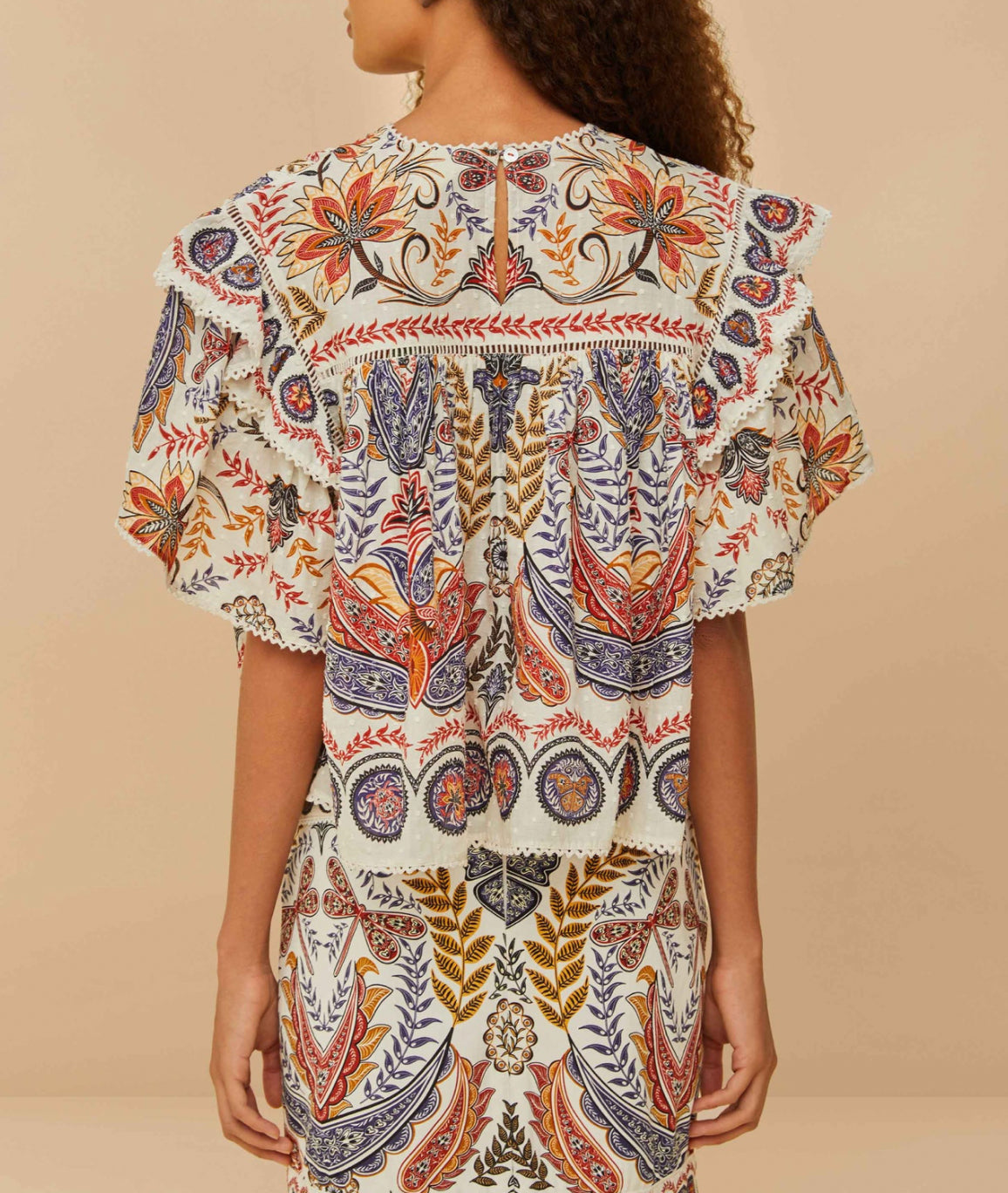Farm Rio Off-White Boho Glam Lace Blouse