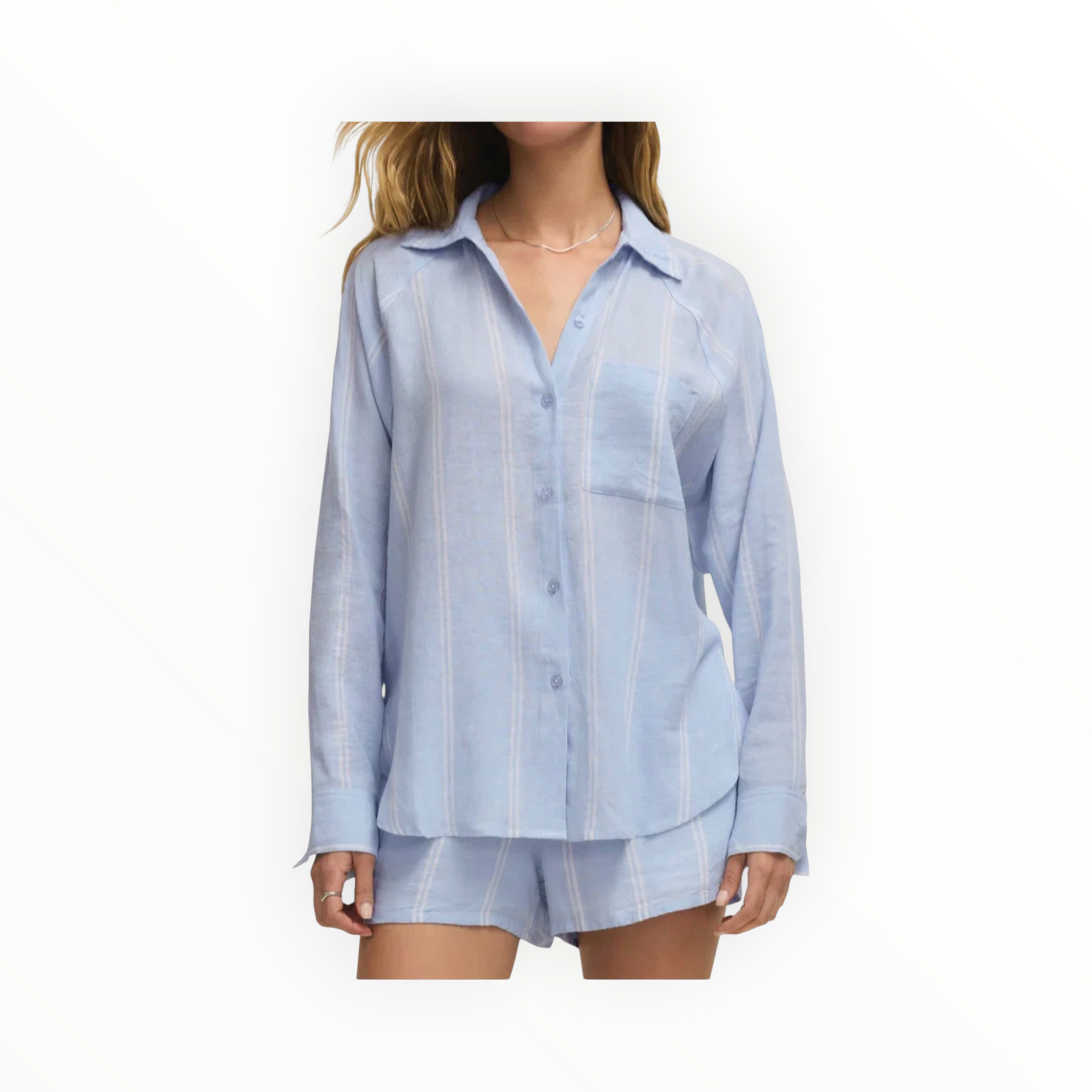 Z Supply The Perfect Linen Top - Blue Light