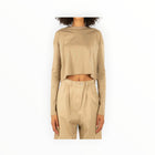 Moussy Vintage Cropped Long Sleeve Tee - Khaki