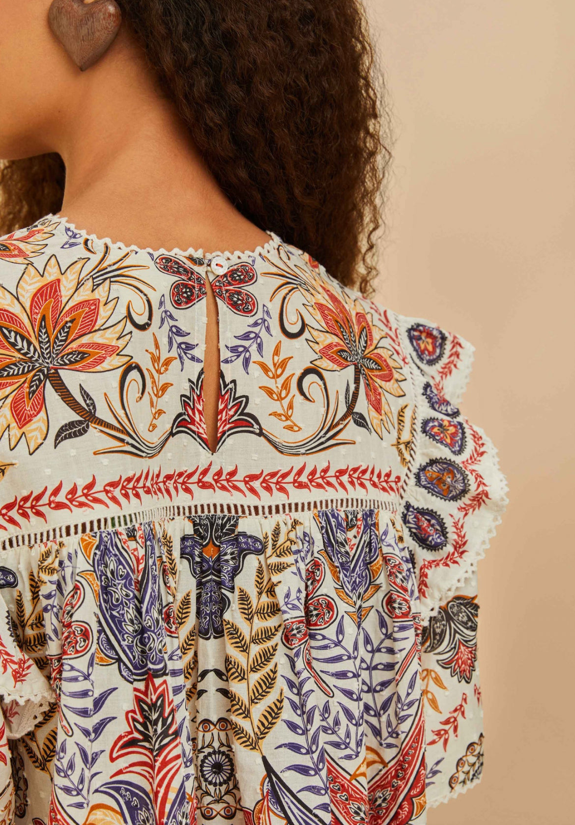 Farm Rio Off-White Boho Glam Lace Blouse