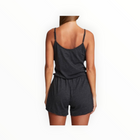 Chaser Triblend Jersey Ruffle Front Romper - Black