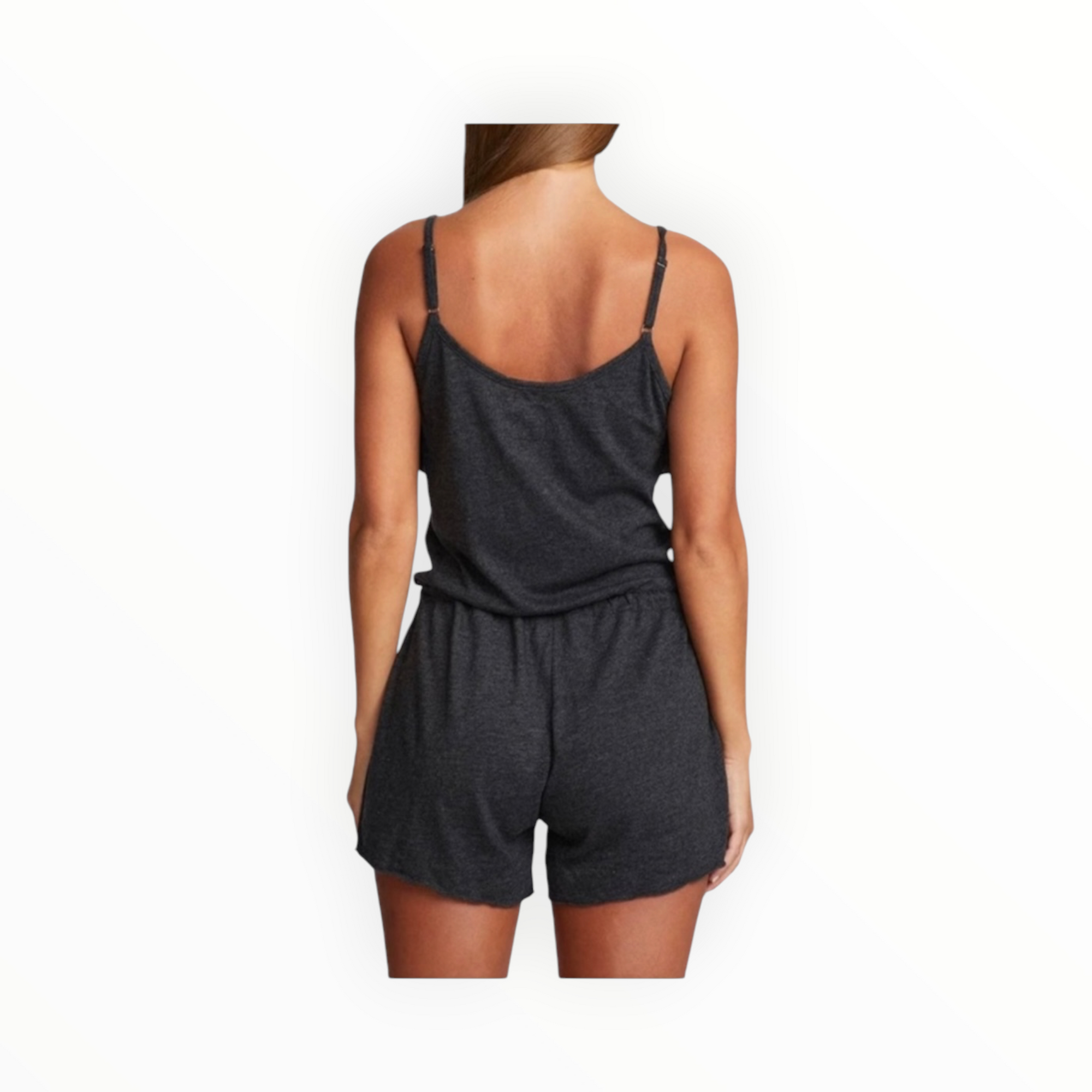 Chaser Triblend Jersey Ruffle Front Romper - Black