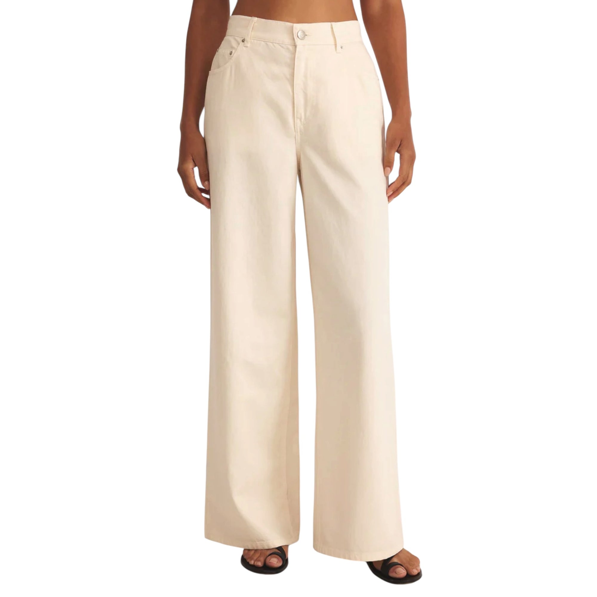 Z Supply Mia Loose Wide Leg Denim Pant - Off White
