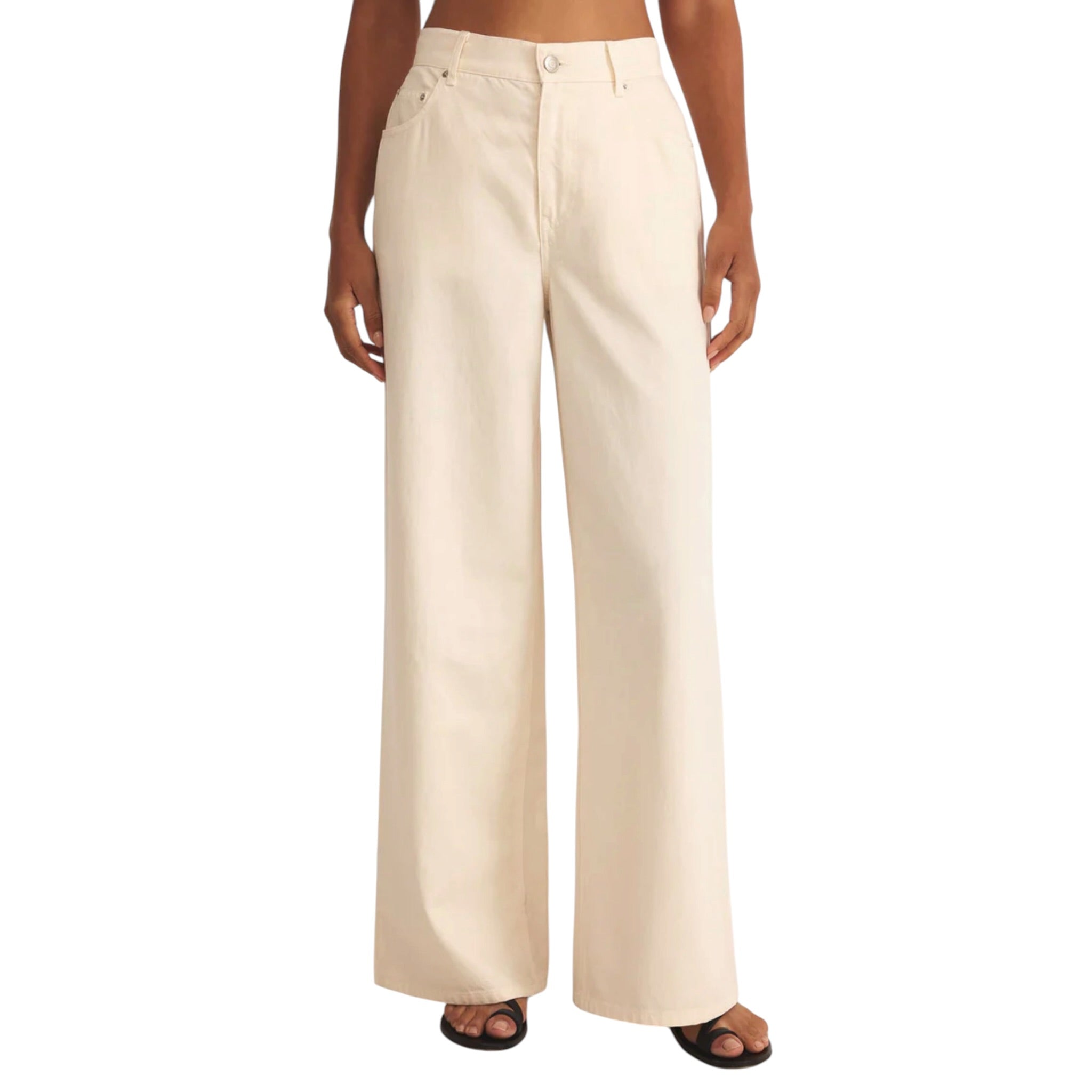 Z Supply Mia Loose Wide Leg Denim Pant - Off White