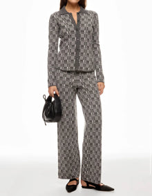 Naadam Luxe Plaid Jacquard Collared Button Up - Cement