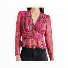 Steve Madden Azura Metallic Peplum Top - Dark Fuschia