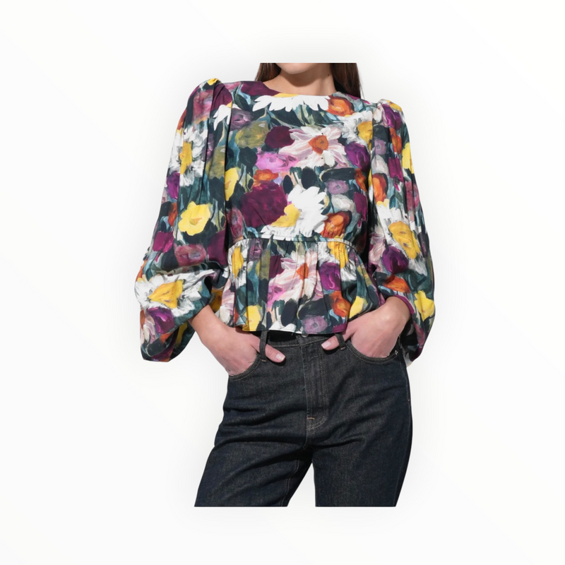Adelyn Rae Esmaire Peplum Blouse - Multi Floral