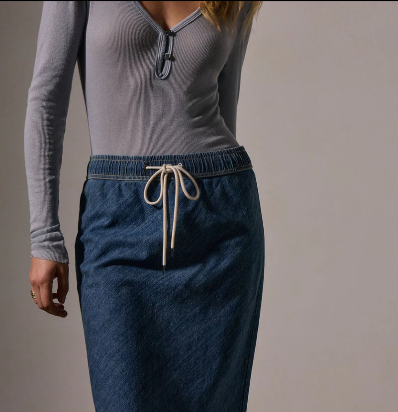 James Perse High Low Denim Skirt - Medium Wash