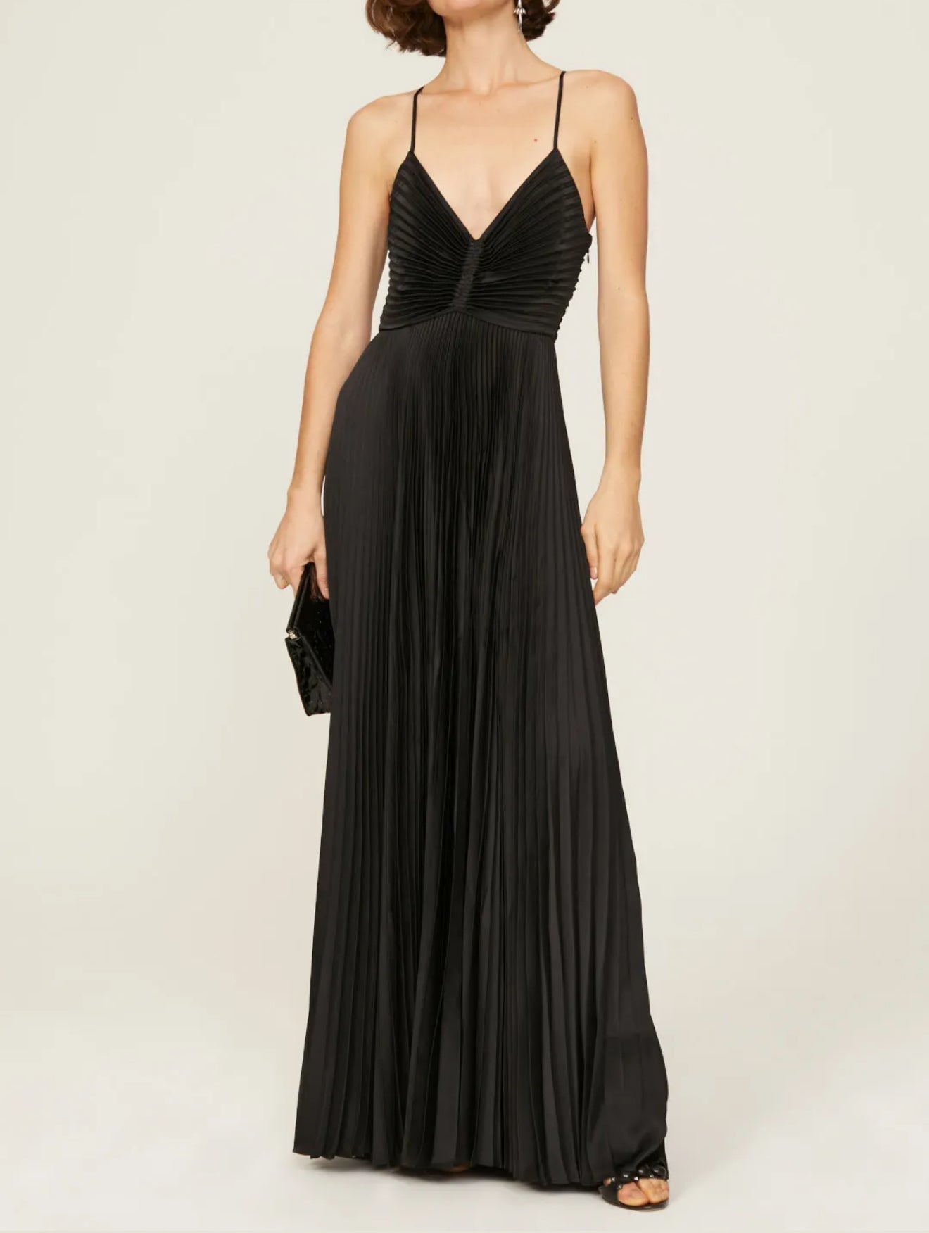 A.L.C. Aries Satin Pleated Dress - Black