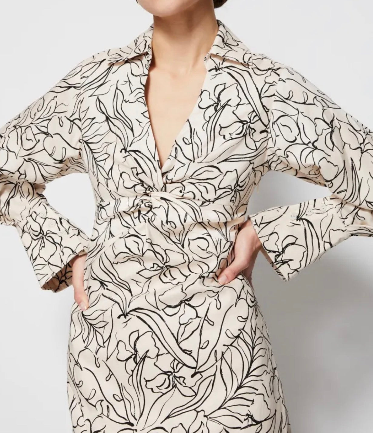 Jonathan Simkhai Lee Multicolor Print Long Sleeve Midi Dress