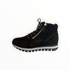 Gabor Zip Up + Lace Up Suede Bootie - Black