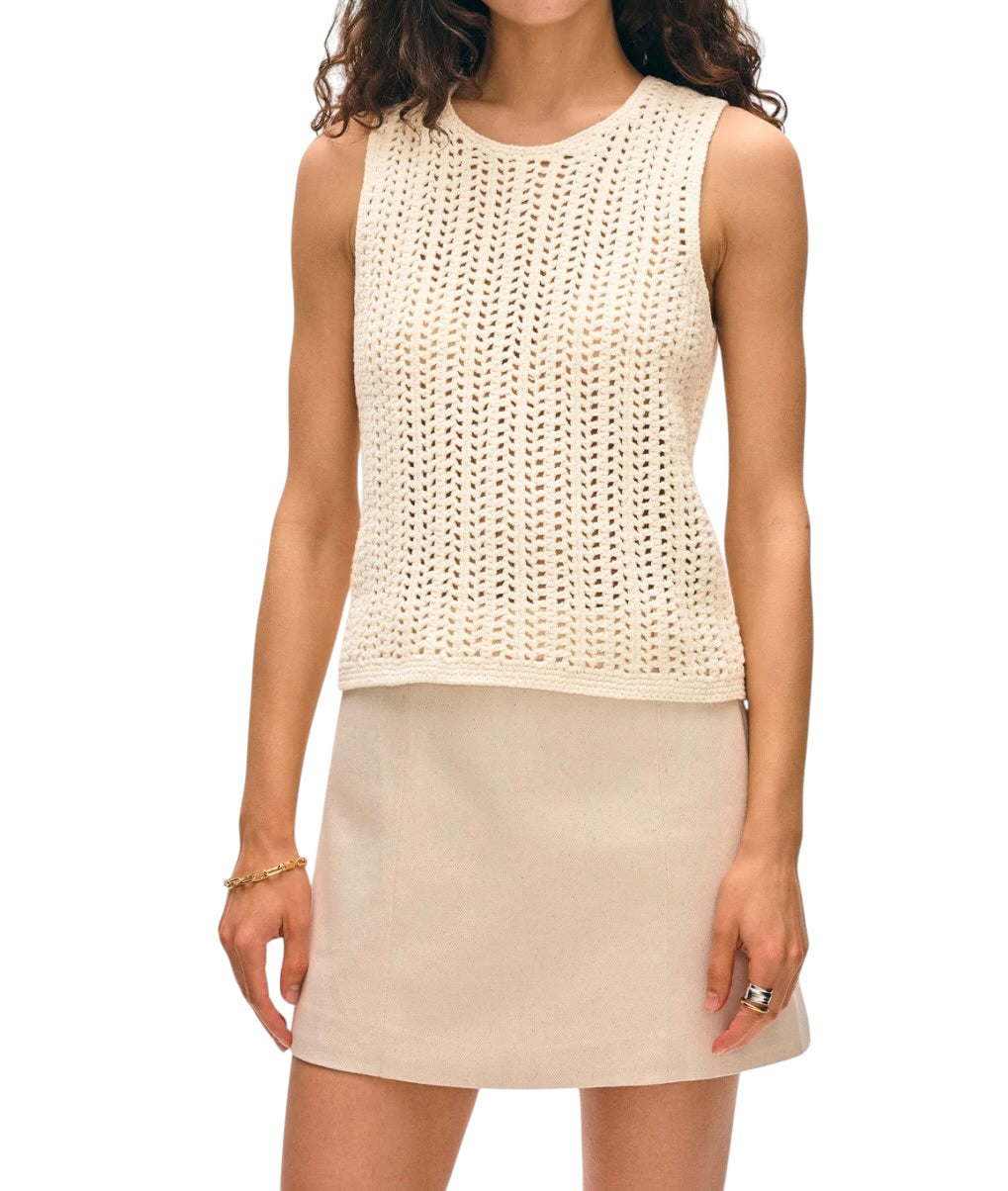White + Warren Hand Crochet Lofty Cotton Tank - Ivory