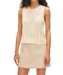 White + Warren Hand Crochet Lofty Cotton Tank - Ivory