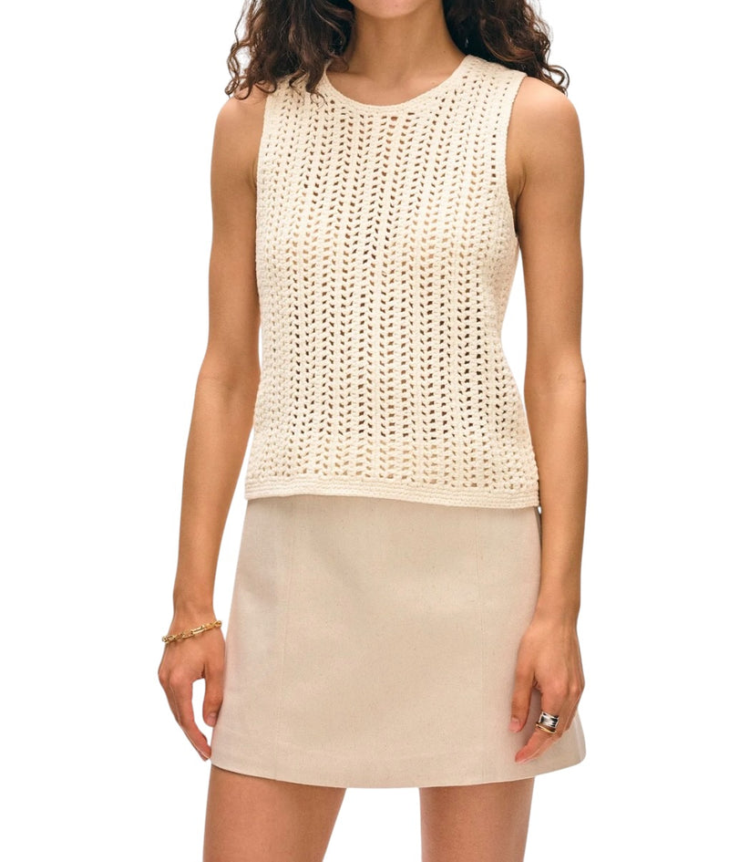 White + Warren Hand Crochet Lofty Cotton Tank - Ivory