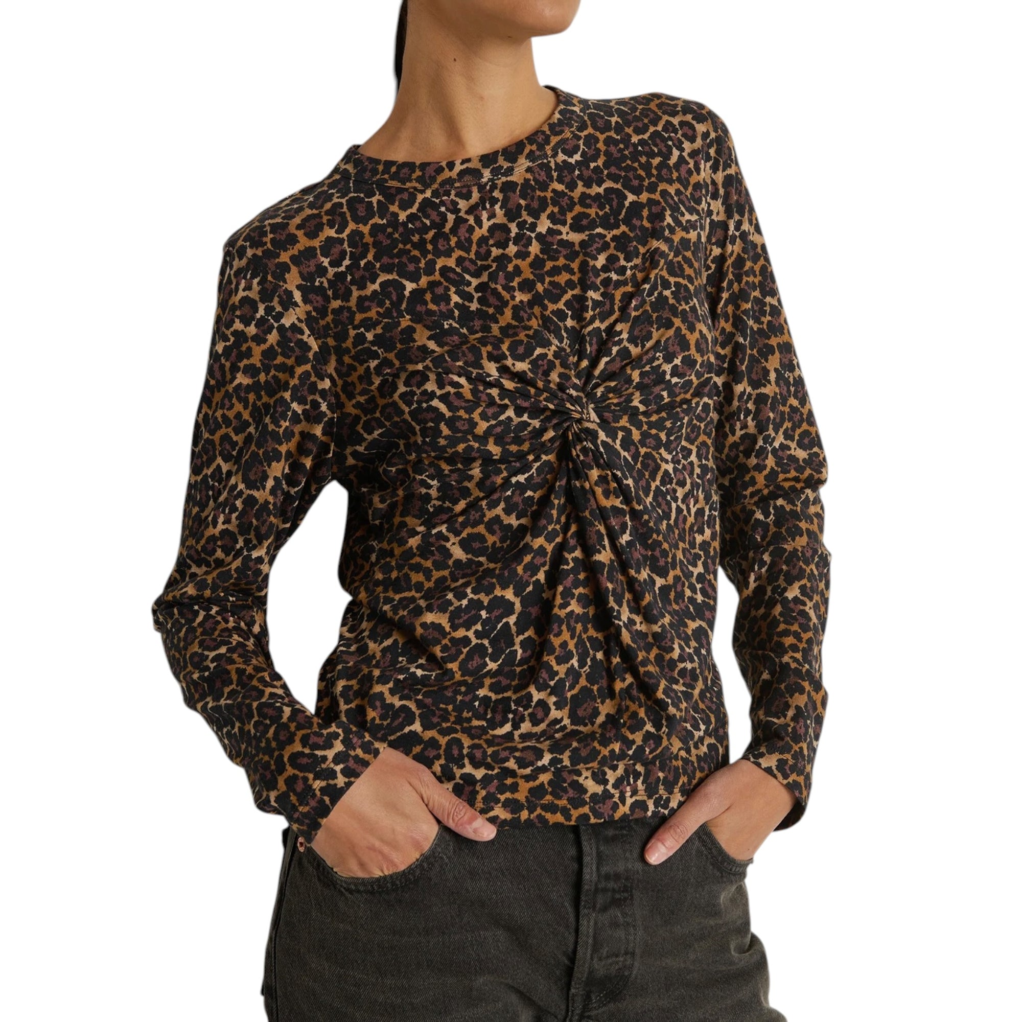 Nation Ltd Marion Twist Top - Wild Leopard