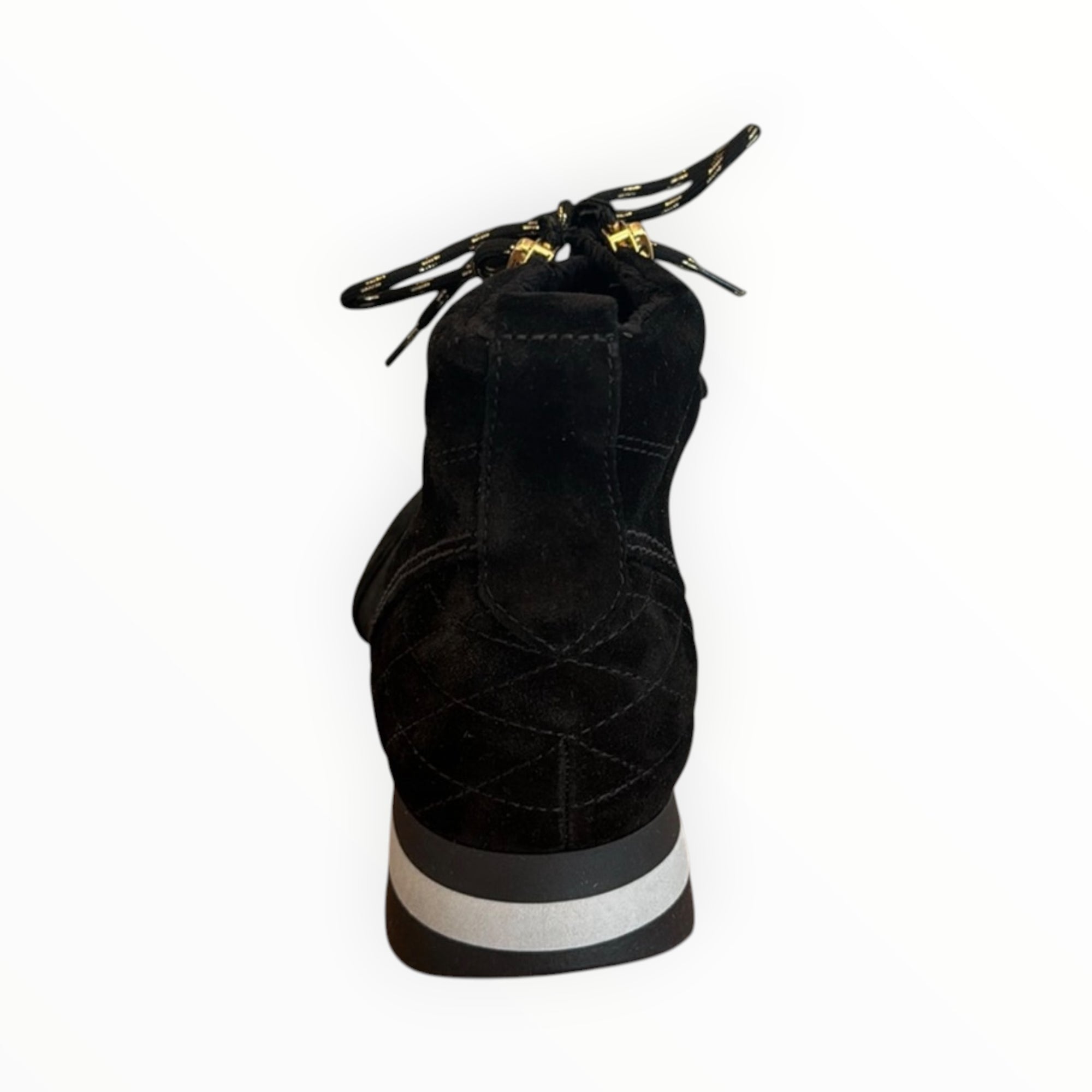 Gabor Zip Up + Lace Up Suede Bootie - Black