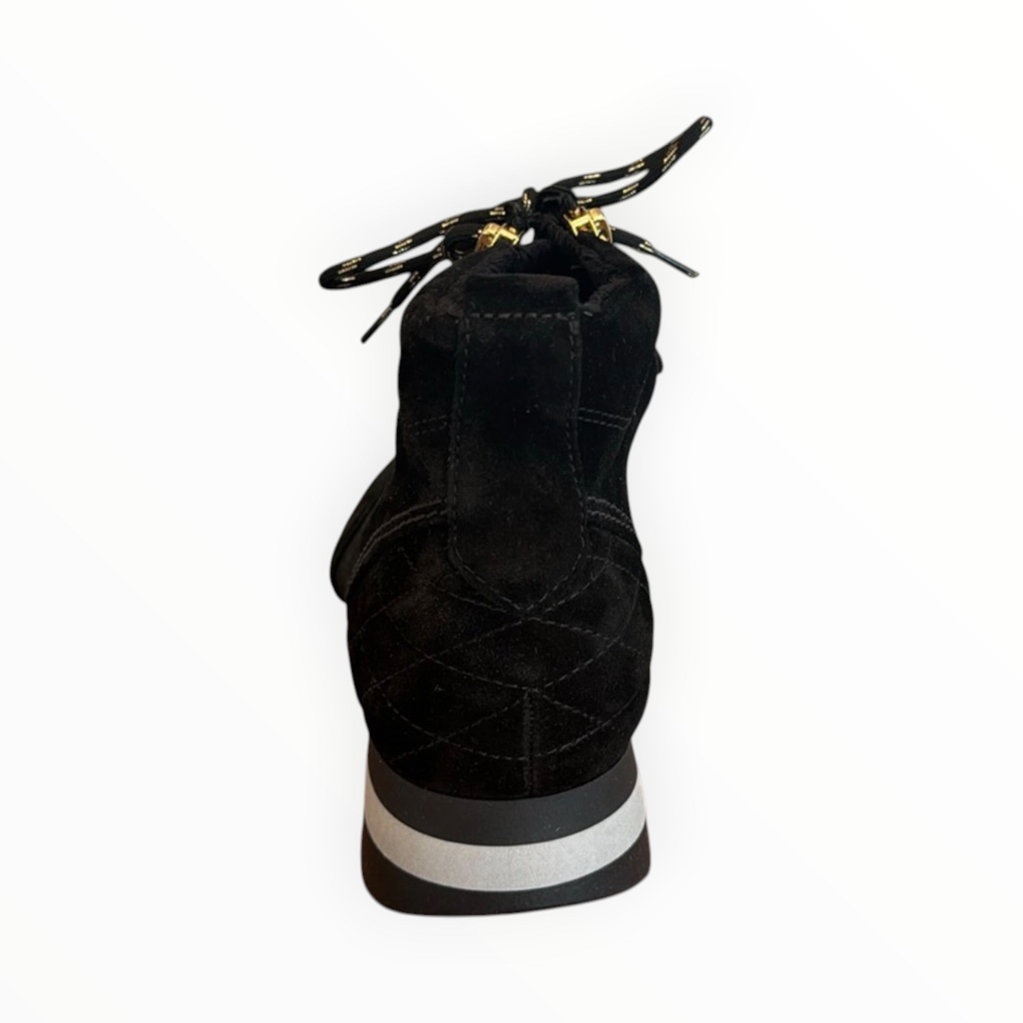 Gabor Zip Up + Lace Up Suede Bootie - Black