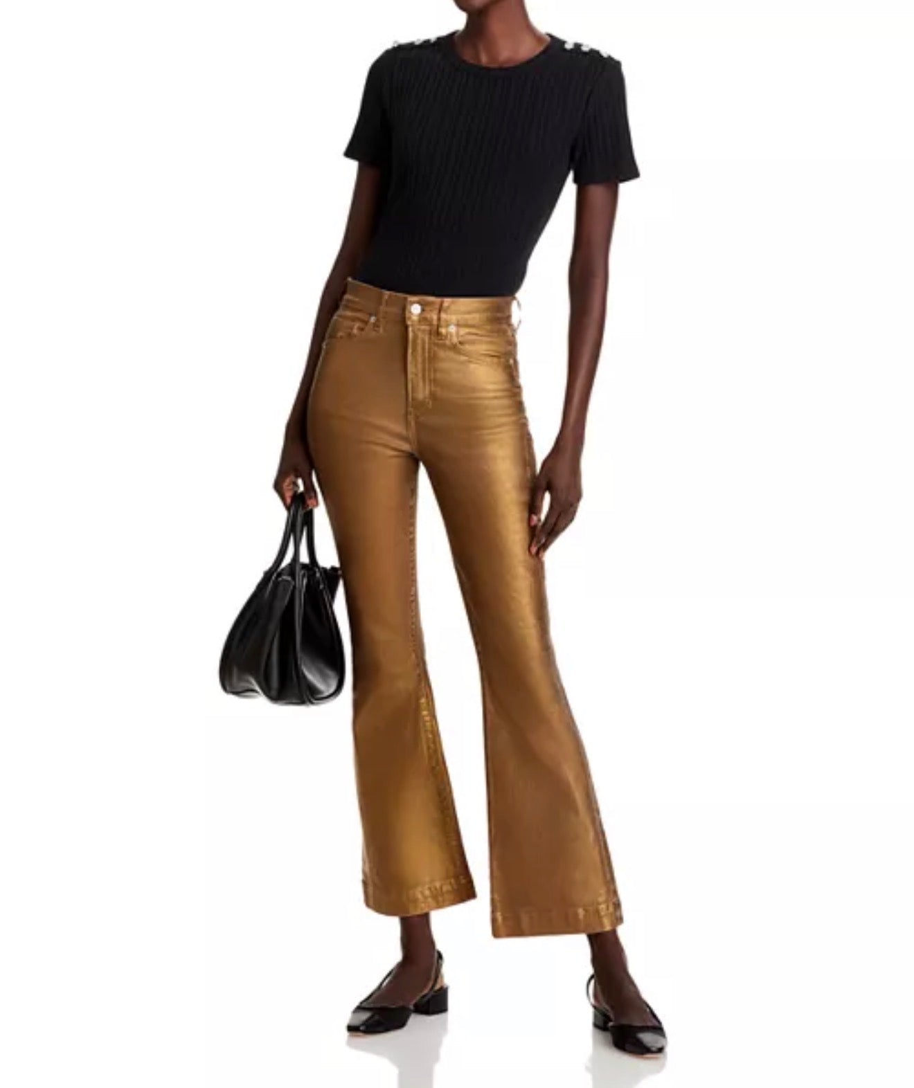 Veronica Beard Carson Coated Ankle Flare Jeans - Antique Brass