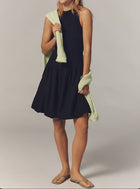 Stateside Linen Bubble Hem Dress - New Navy