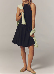 Stateside Linen Bubble Hem Dress - New Navy