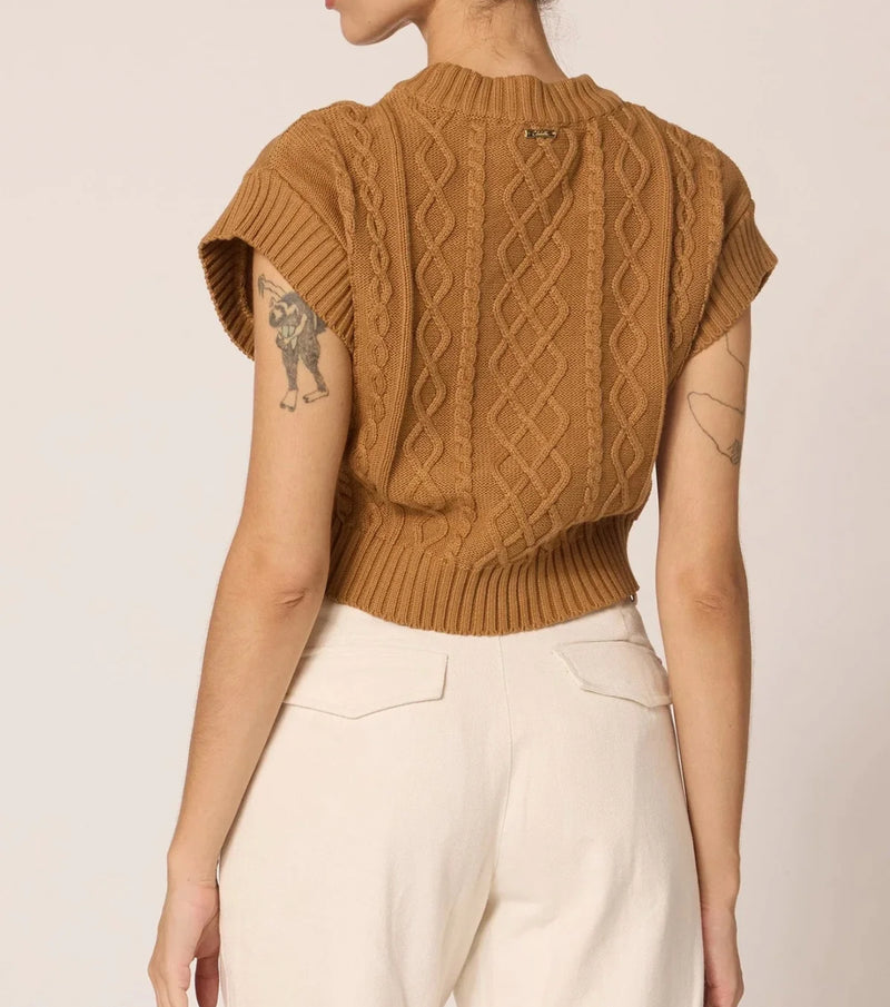 Cleobella Gigi Cropped Sweater Vest - Tan