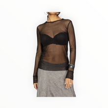 Brazeau Tricot Tulle Long Sleeve Tee - Coal Black