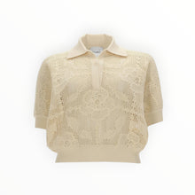 (nude) S/S Lace Knit Polo - Off White