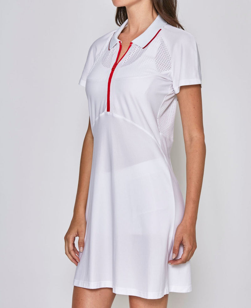 L'Etoile Sport Mesh Zip Performance Dress - White